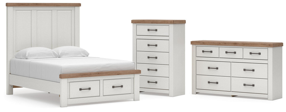 Savonport White/Brown Full Panel Storage Bed, Dresser and Chest from Ashley - Luna Furniture