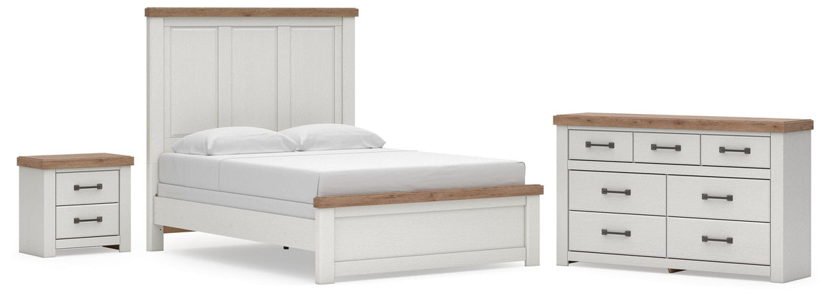 Savonport White/Brown Queen Panel Bed, Dresser and Nightstand from Ashley - Luna Furniture