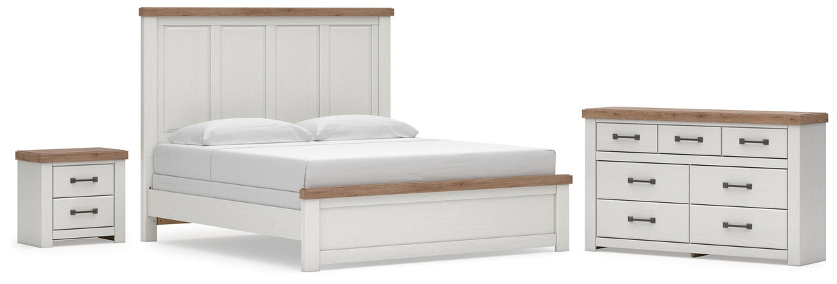 Savonport White/Brown King Panel Bed, Dresser and Nightstand from Ashley - Luna Furniture