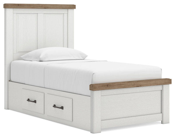 Savonport White/Brown Twin Panel Storage Bed