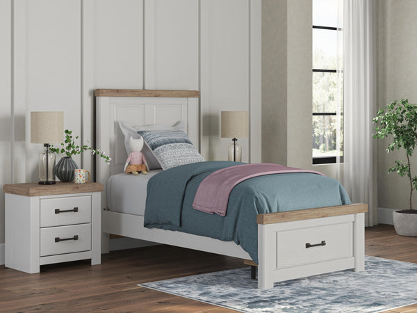 Savonport White/Brown Twin Panel Storage Bed