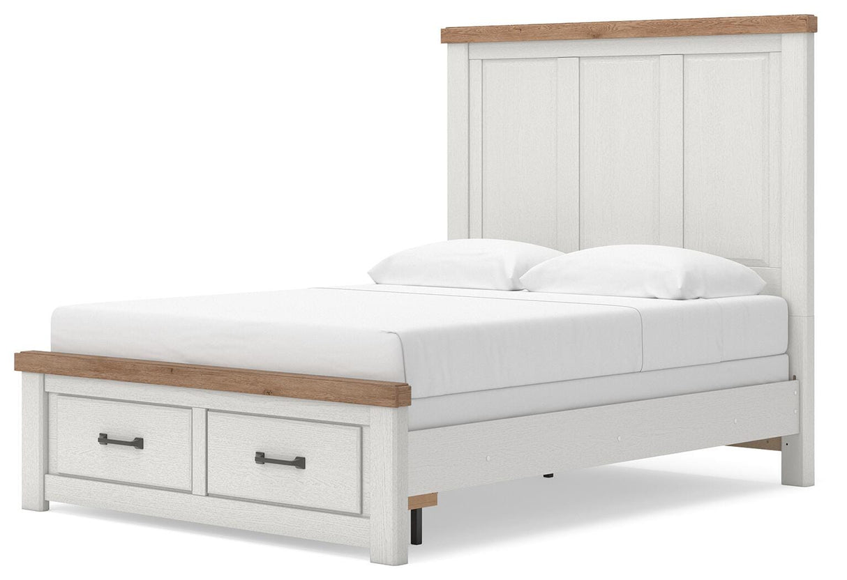 Savonport White/Brown King Storage Bed, Chest and Nightstand