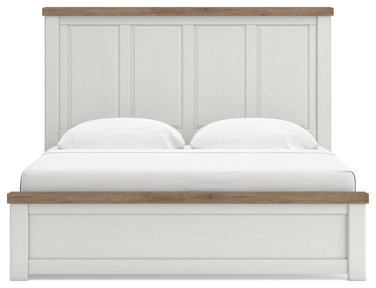 Savonport White/Brown King Panel Storage Bed, Dresser and Mirror from Ashley - Luna Furniture