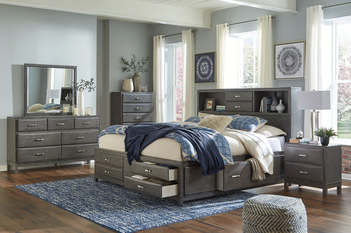 Caitbrook Gray California King Bookcase Storage Platform Bed from Ashley - Luna Furniture
