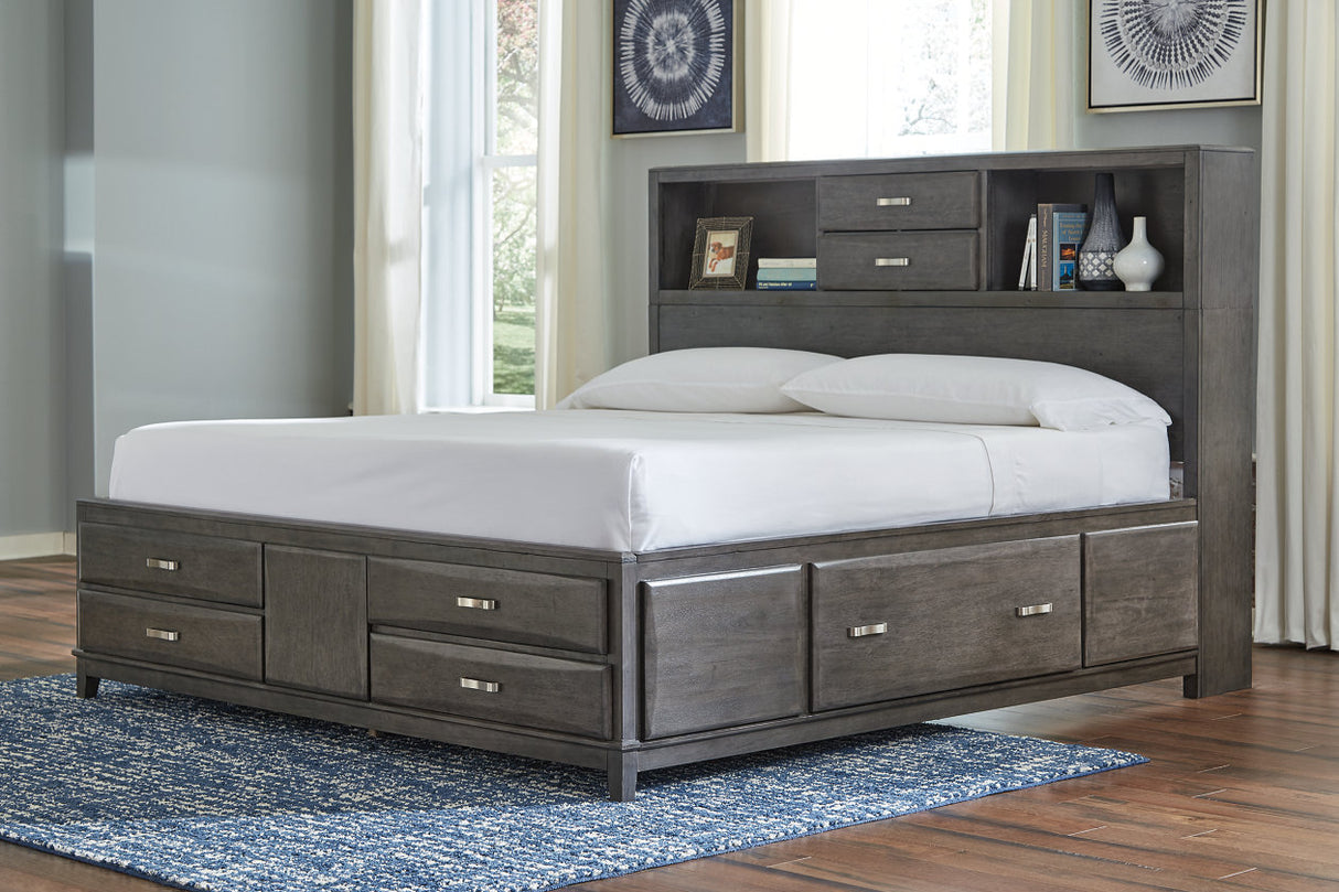 Caitbrook Gray California King Bookcase Storage Platform Bed from Ashley - Luna Furniture