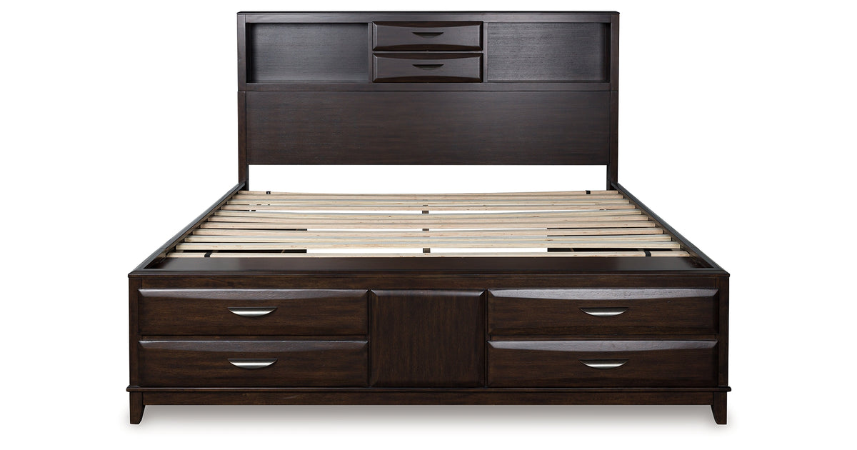 Vanmore Dark Brown King Bookcase Storage Platform Bed from Ashley - Luna Furniture