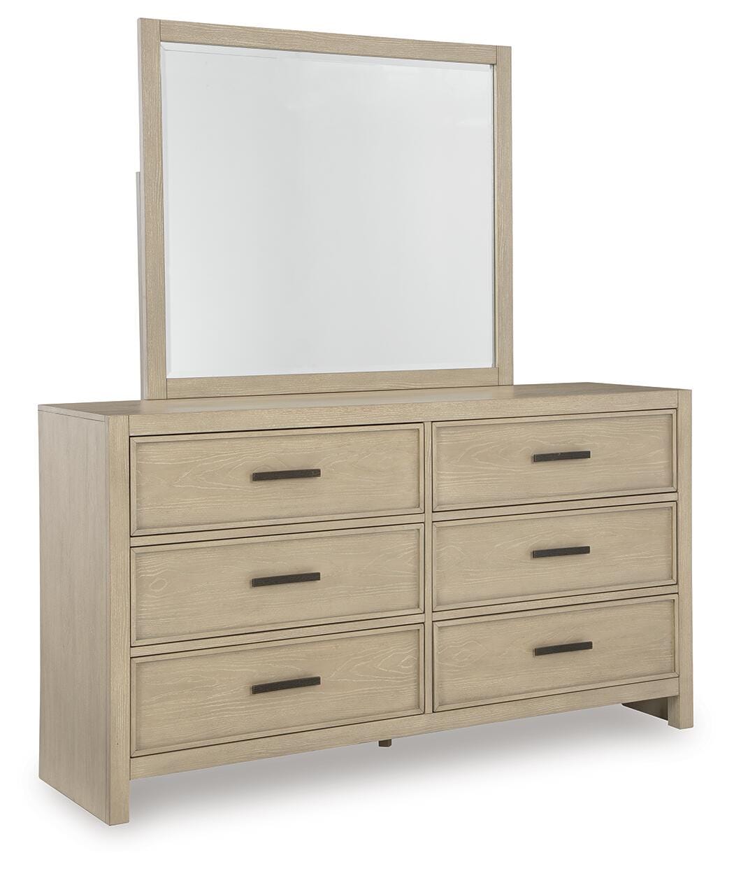 Calmoro Gray King Bookcase Bed with Mirrored Dresser and 2 Nightstands from Ashley Furniture - Luna Furniture