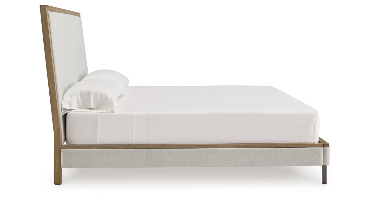 Tomtyn Light Brown King Upholstered Platform Bed from Ashley - Luna Furniture