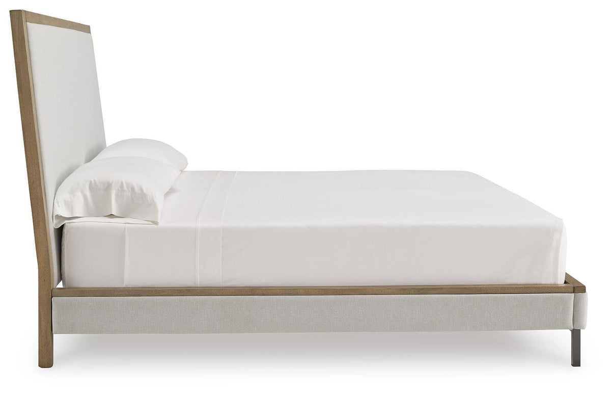 Tomtyn Light Brown King Upholstered Platform Bed from Ashley - Luna Furniture