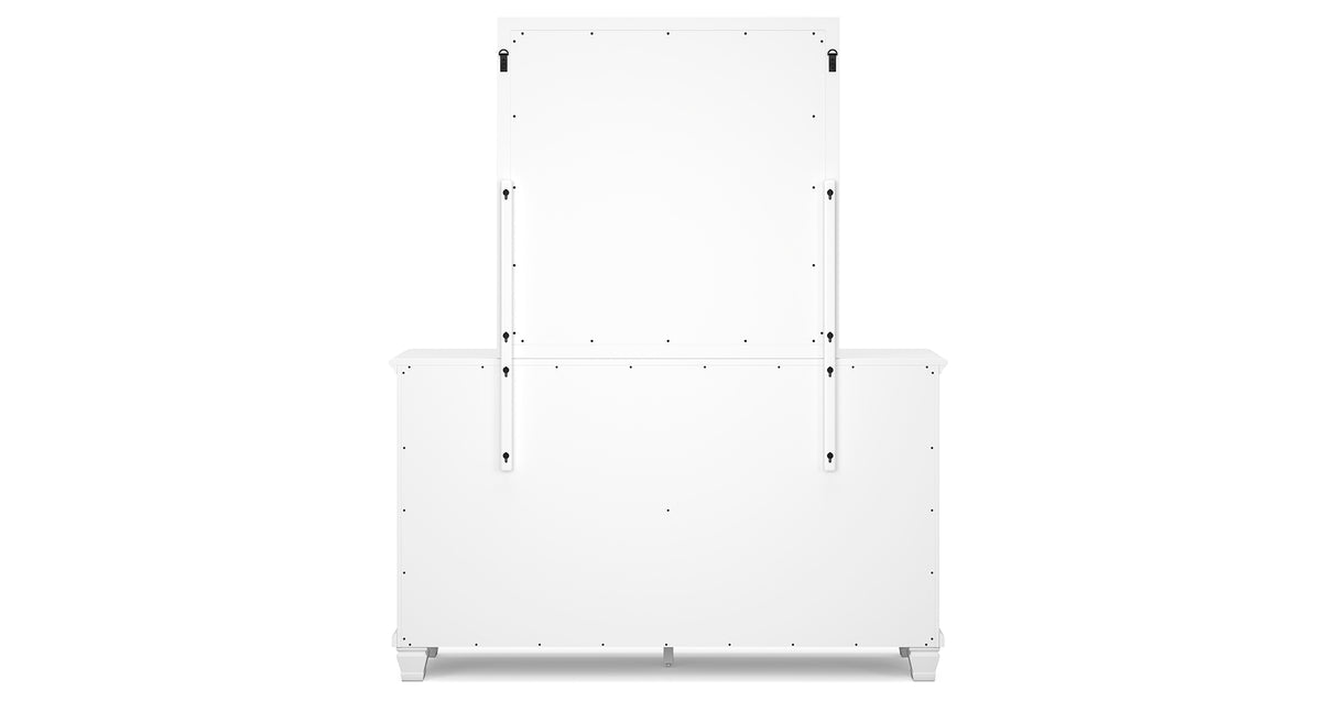Fortman King Panel Storage Bed with Mirrored Dresser and Nightstand in White from Ashley Furniture - Luna Furniture