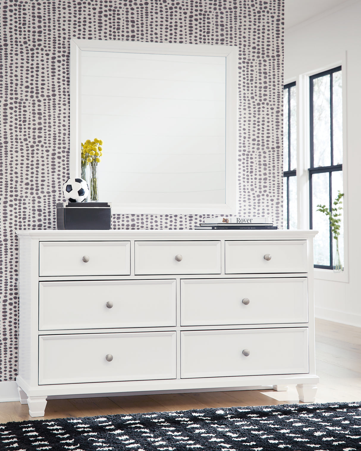 Fortman White Dresser and Mirror from Ashley Furniture - Luna Furniture