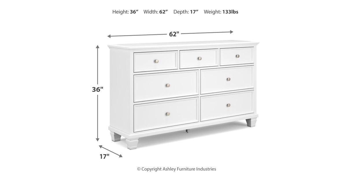 Fortman Queen Panel Storage Bed with Dresser and Chest in White from Ashley Furniture - Luna Furniture