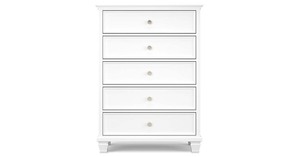 Fortman Queen Panel Storage Bed with Dresser and Chest in White from Ashley Furniture - Luna Furniture