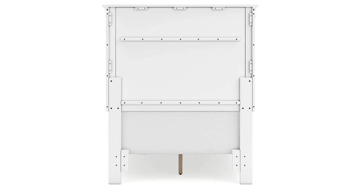 Fortman Twin Panel Bed with Mirrored Dresser, Chest and 2 Nightstands in White from Ashley Furniture - Luna Furniture
