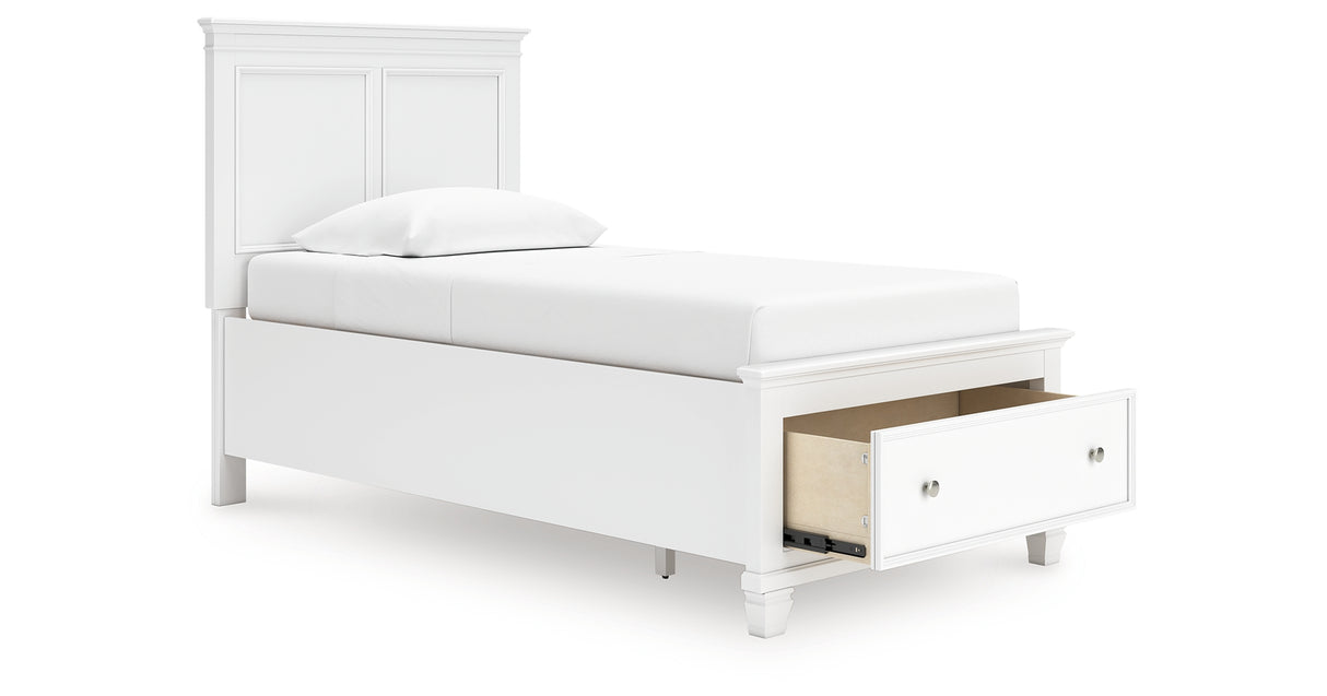 Fortman Twin Panel Storage Bed with Dresser and Nightstand in White from Ashley Furniture - Luna Furniture