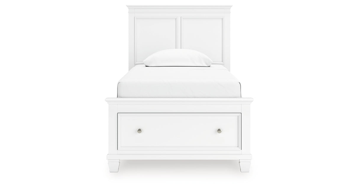 Fortman Twin Panel Storage Bed with Dresser and Chest in White from Ashley Furniture - Luna Furniture