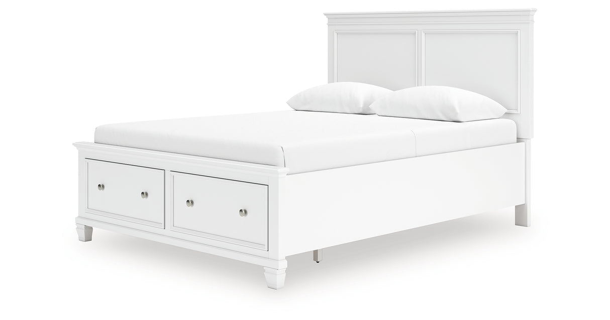 Fortman Queen Panel Storage Bed with Dresser and Chest in White from Ashley Furniture - Luna Furniture
