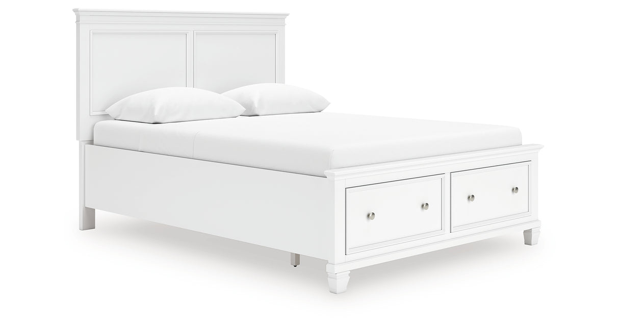 Fortman Queen Panel Storage Bed with Dresser and Chest in White from Ashley Furniture - Luna Furniture