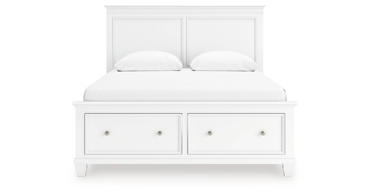Fortman Queen Panel Storage Bed with Dresser and Chest in White from Ashley Furniture - Luna Furniture