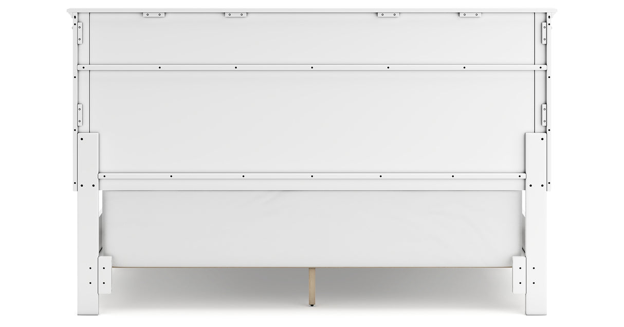 Fortman California King Panel Bed with Mirrored Dresser in White from Ashley Furniture - Luna Furniture