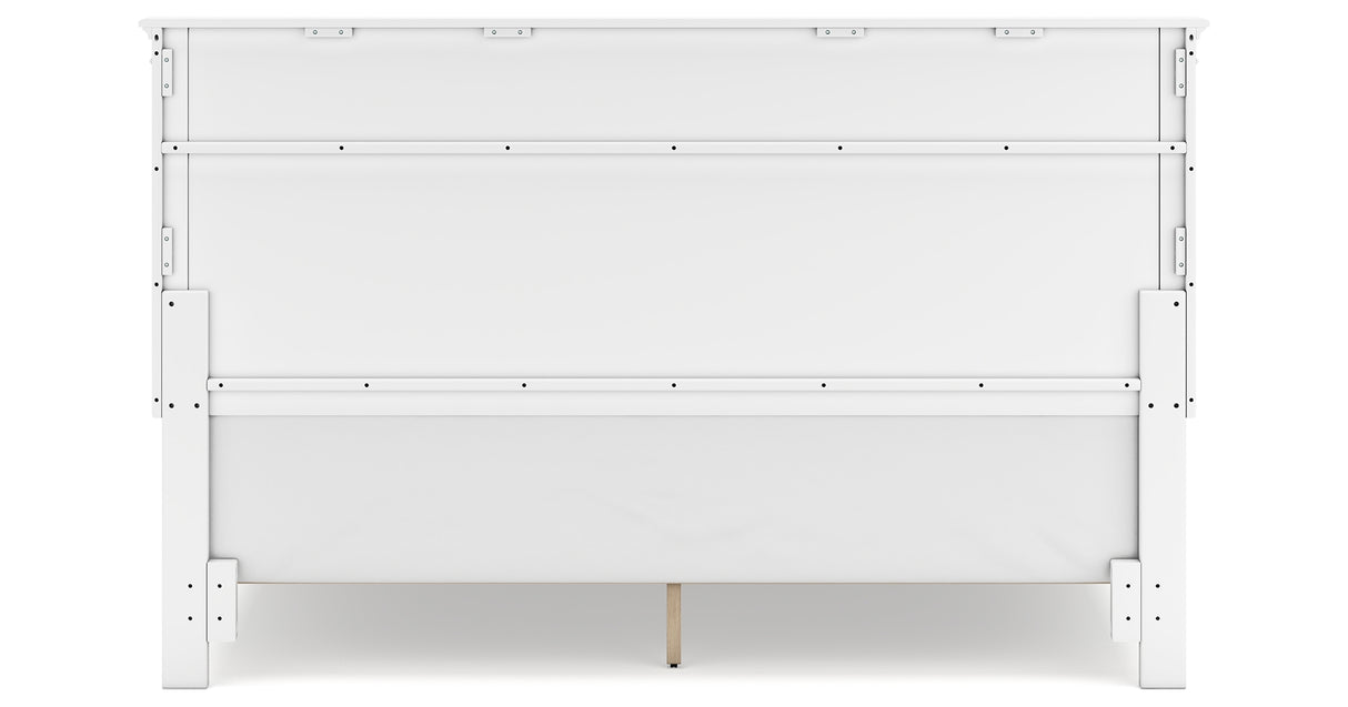 Fortman King Panel Bed with Mirrored Dresser and 2 Nightstands in White from Ashley Furniture - Luna Furniture