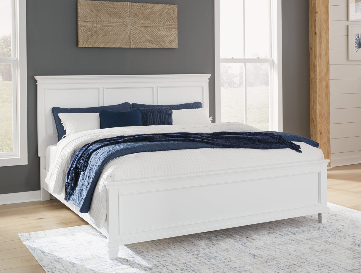 Fortman White California King Panel Bed from Ashley Furniture - Luna Furniture