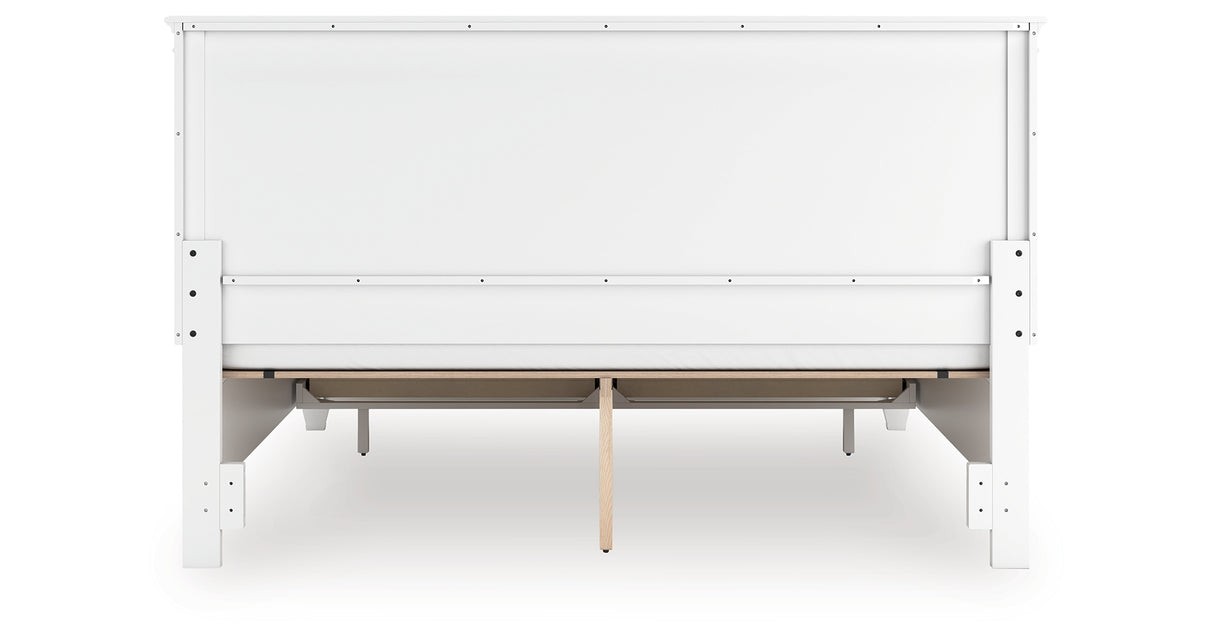 Fortman King Panel Storage Bed with Mirrored Dresser and Nightstand in White from Ashley Furniture - Luna Furniture