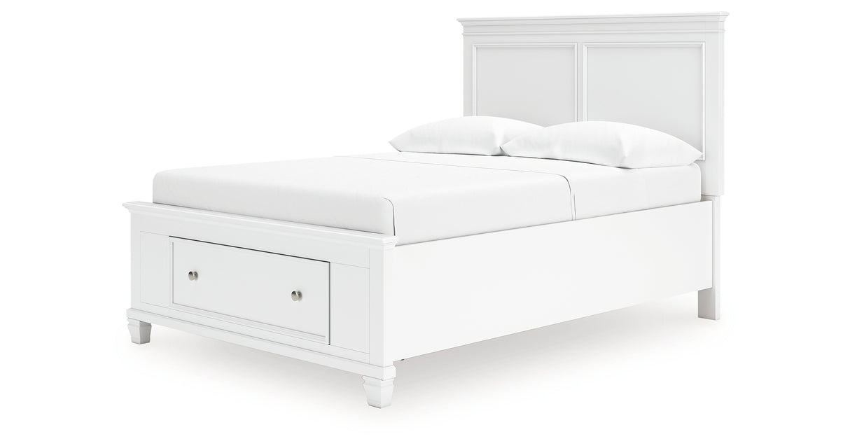 Fortman Full Panel Storage Bed with Mirrored Dresser and Nightstand in White from Ashley Furniture - Luna Furniture