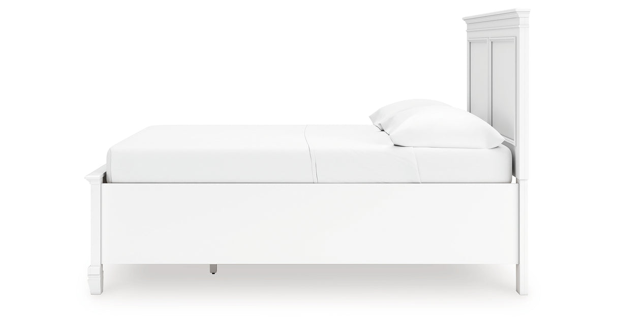 Fortman Full Panel Storage Bed with Mirrored Dresser and Nightstand in White from Ashley Furniture - Luna Furniture