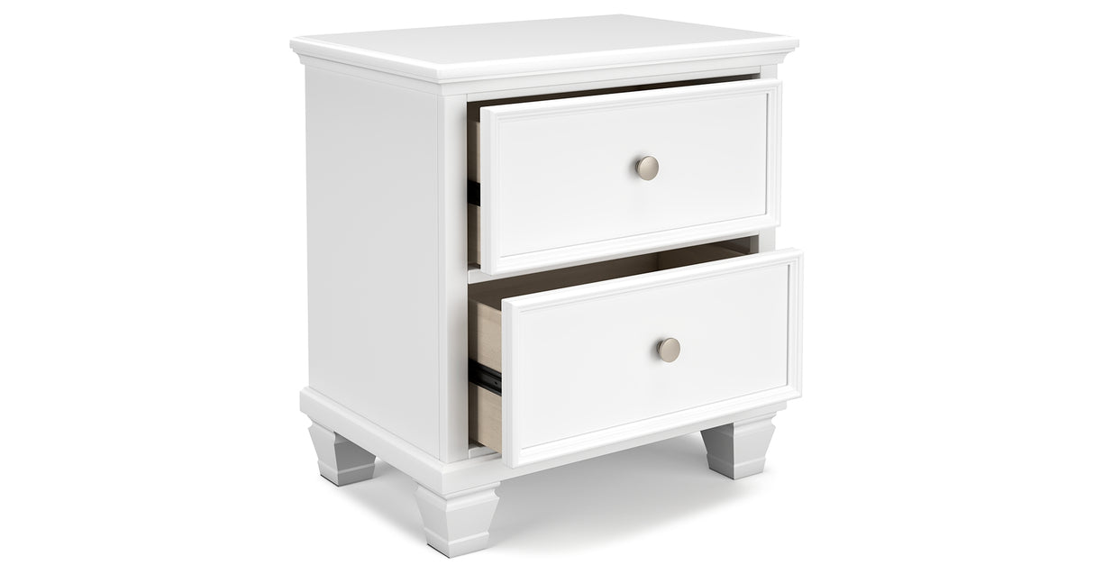 Fortman King Panel Storage Bed with Mirrored Dresser and Nightstand in White from Ashley Furniture - Luna Furniture