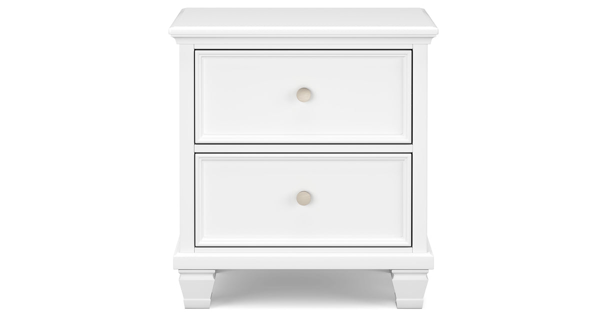 Fortman King Panel Bed with Mirrored Dresser and 2 Nightstands in White from Ashley Furniture - Luna Furniture
