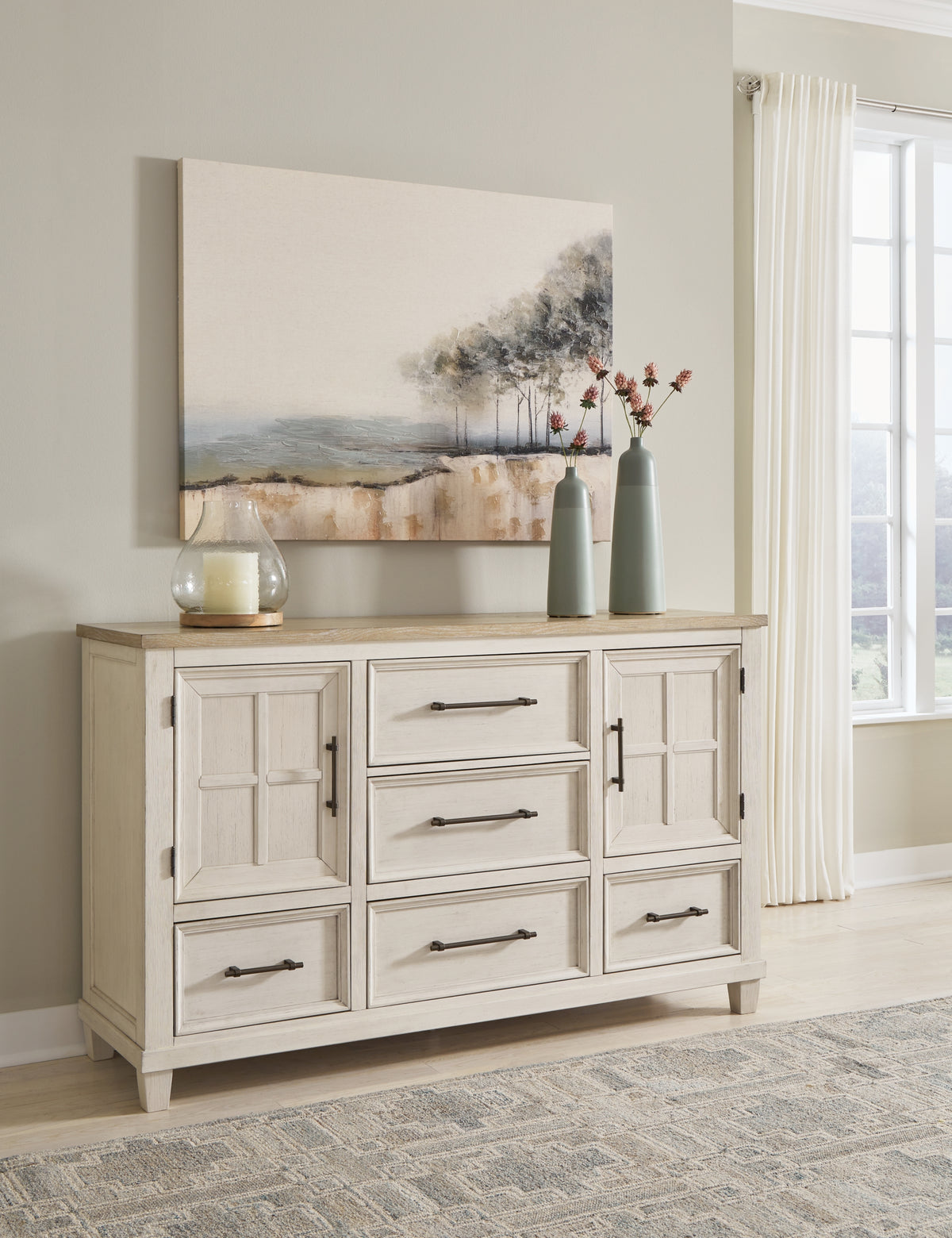 Shaybrock Antique White/Brown Dresser from Ashley - Luna Furniture