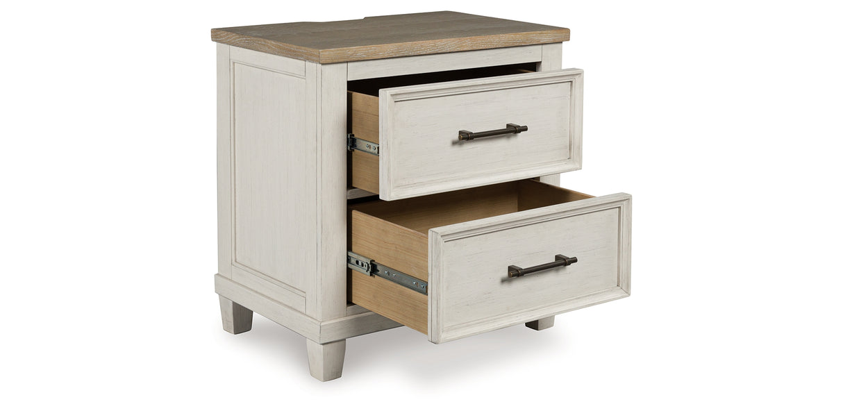 Shaybrock California King Panel Bed with Mirrored Dresser, Chest and Nightstand in Antique White from Ashley Furniture - Luna Furniture