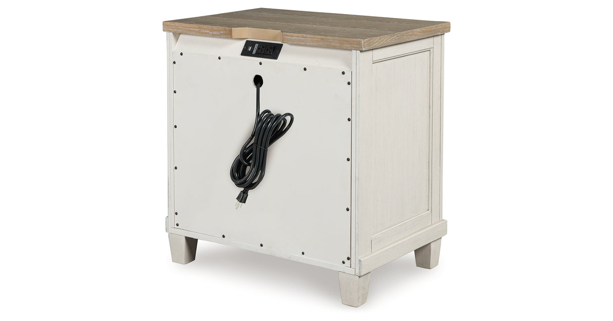 Shaybrock California King Panel Bed with Mirrored Dresser, Chest and Nightstand in Antique White from Ashley Furniture - Luna Furniture