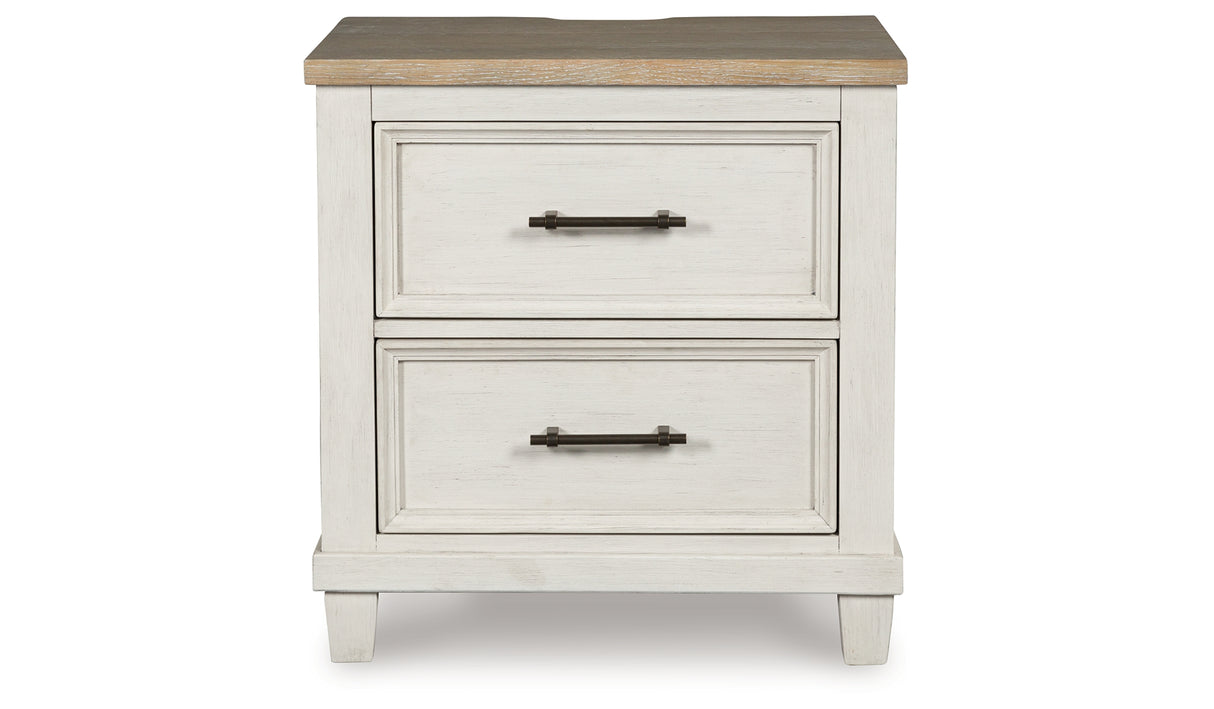 Shaybrock California King Panel Bed with Mirrored Dresser, Chest and Nightstand in Antique White from Ashley Furniture - Luna Furniture