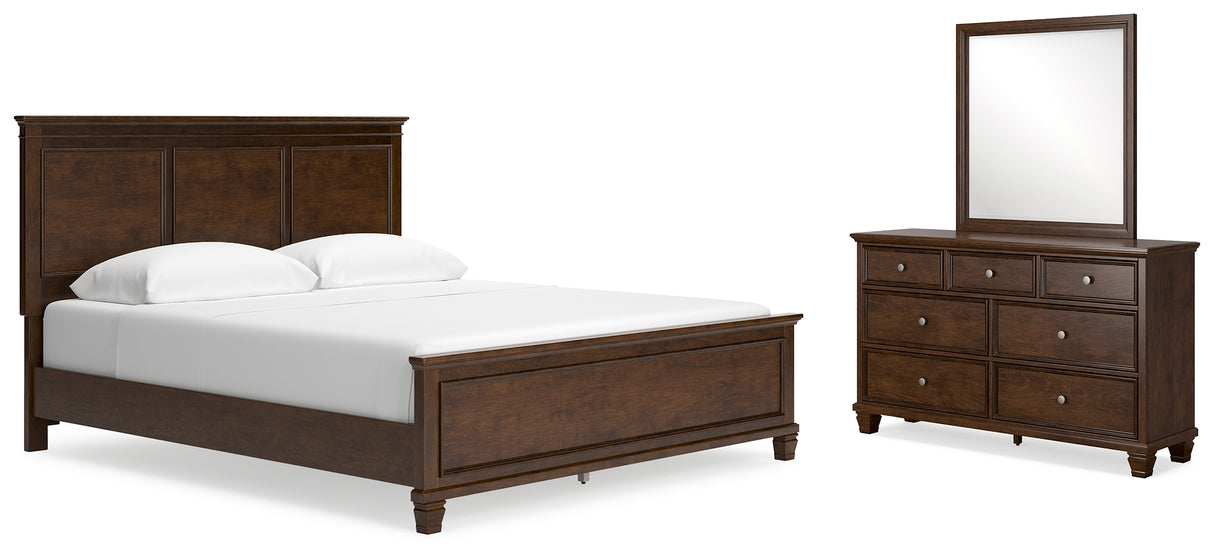 Danabrin Brown California King Panel Bed with Mirrored Dresser from Ashley Furniture - Luna Furniture