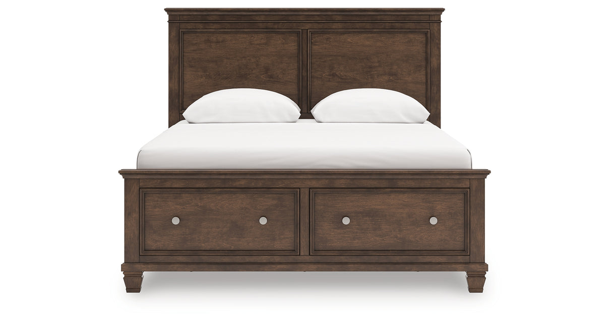 Danabrin Queen Panel Storage Bed with Mirrored Dresser and Nightstand in Brown from Ashley - Luna Furniture