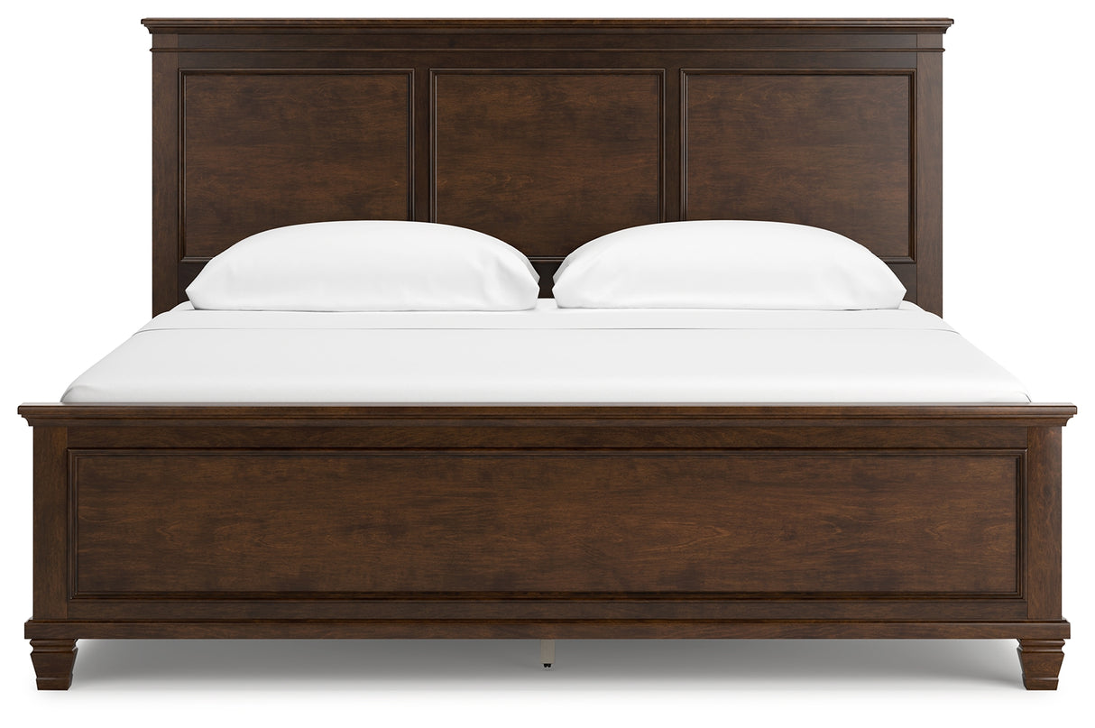 Danabrin Brown California King Panel Bed with Mirrored Dresser from Ashley Furniture - Luna Furniture