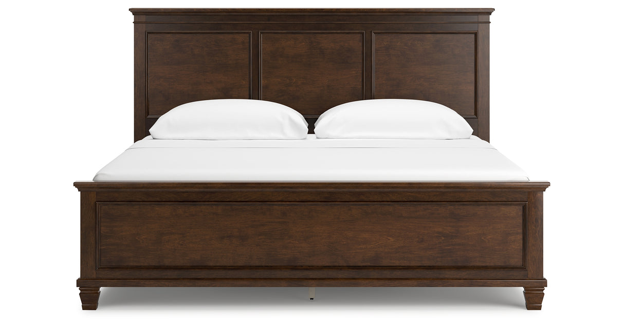 Danabrin California King Panel Bed with Mirrored Dresser, Chest and 2 Nightstands in Brown from Ashley Furniture - Luna Furniture