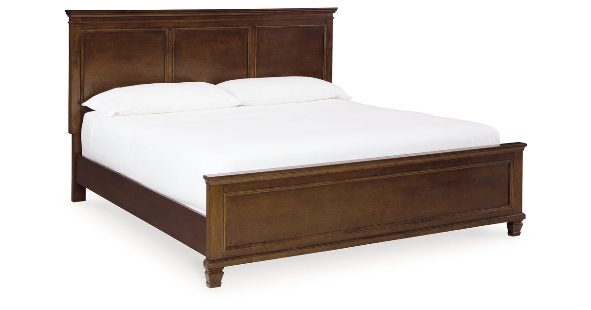 Danabrin King Panel Bed with Mirrored Dresser and Nightstand in Brown from Ashley - Luna Furniture