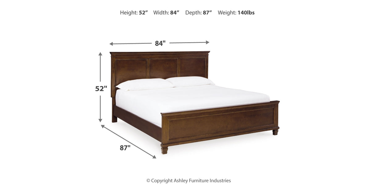 Danabrin King Panel Bed with Mirrored Dresser and Nightstand in Brown from Ashley - Luna Furniture