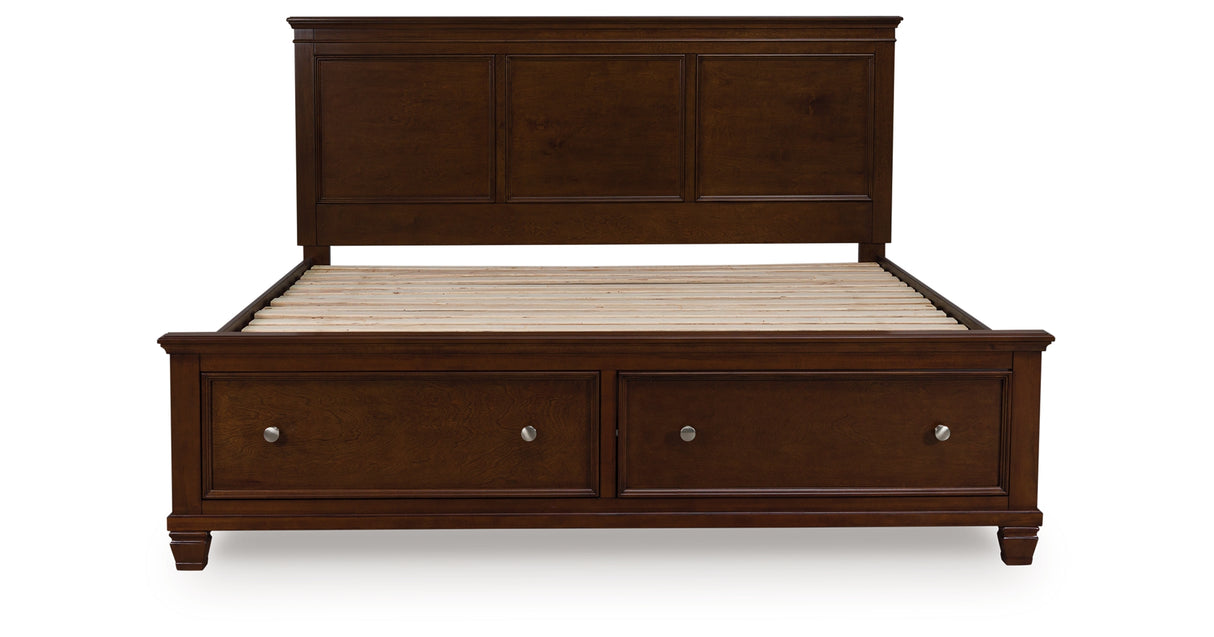 Danabrin King Panel Storage Bed with Mirrored Dresser and Nightstand in Brown from Ashley - Luna Furniture