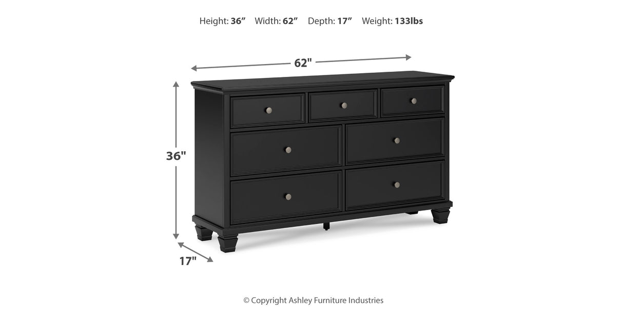 Lanolee Queen Panel Storage Bed with Dresser and Chest in Black from Ashley Furniture - Luna Furniture