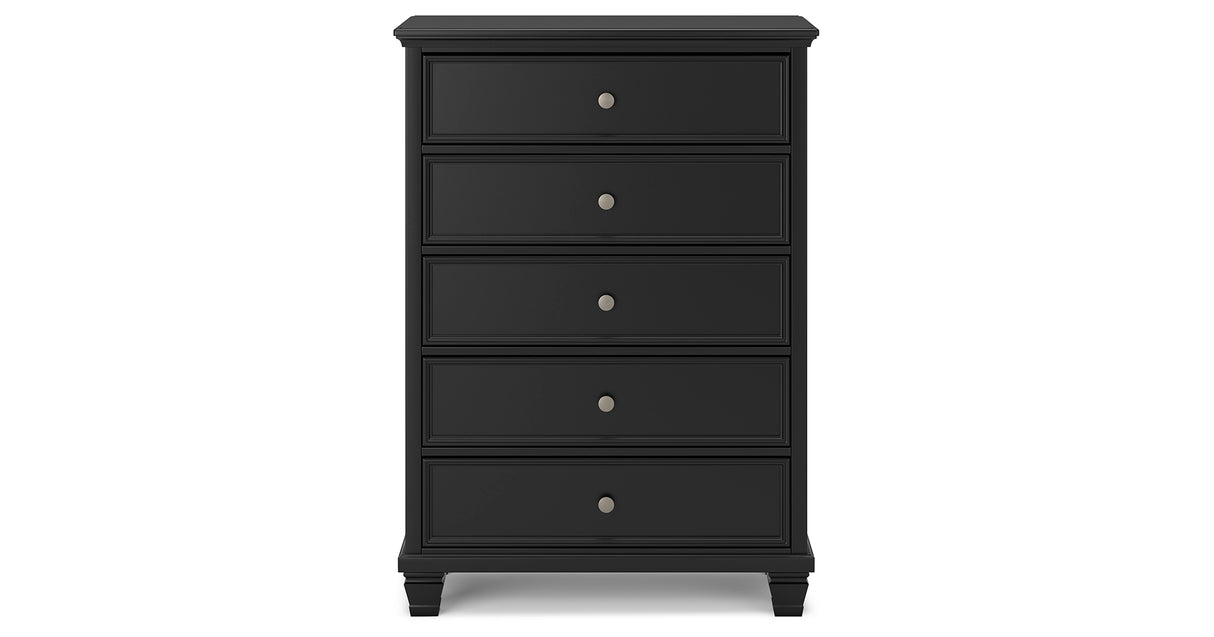 Lanolee Twin Panel Storage Bed with Dresser and Chest in Black from Ashley Furniture - Luna Furniture