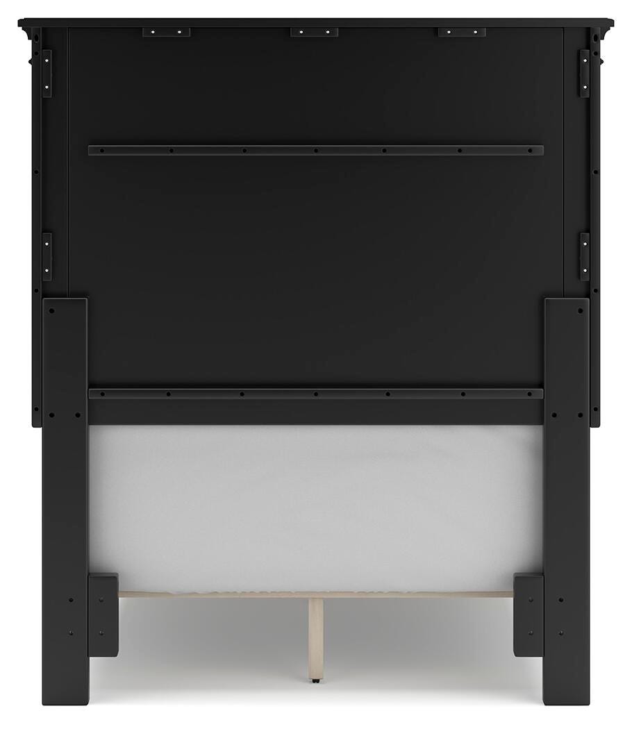 Lanolee Twin Panel Bed with Mirrored Dresser in Black from Ashley Furniture - Luna Furniture