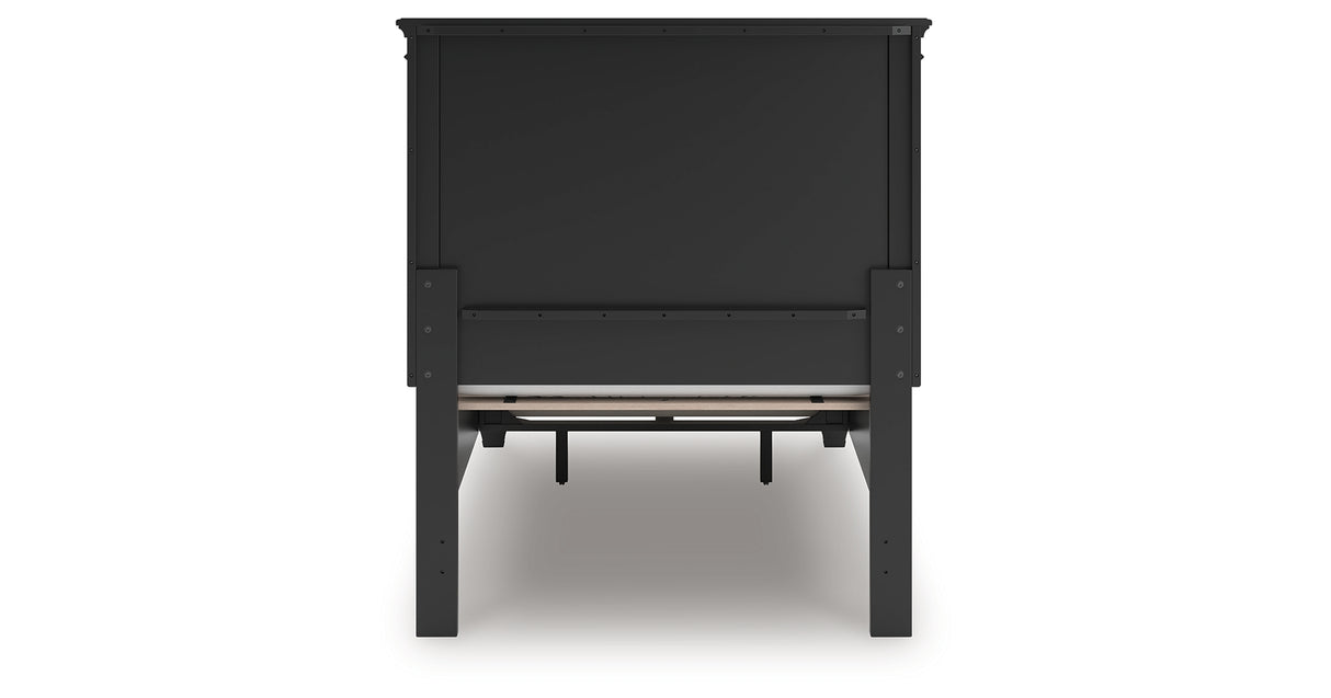 Lanolee Twin Panel Storage Bed with Mirrored Dresser and Nightstand in Black from Ashley Furniture - Luna Furniture