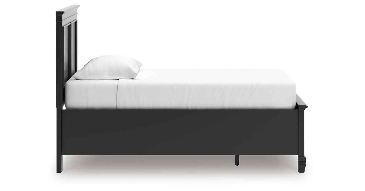 Lanolee Twin Panel Storage Bed with Mirrored Dresser and Nightstand in Black from Ashley Furniture - Luna Furniture