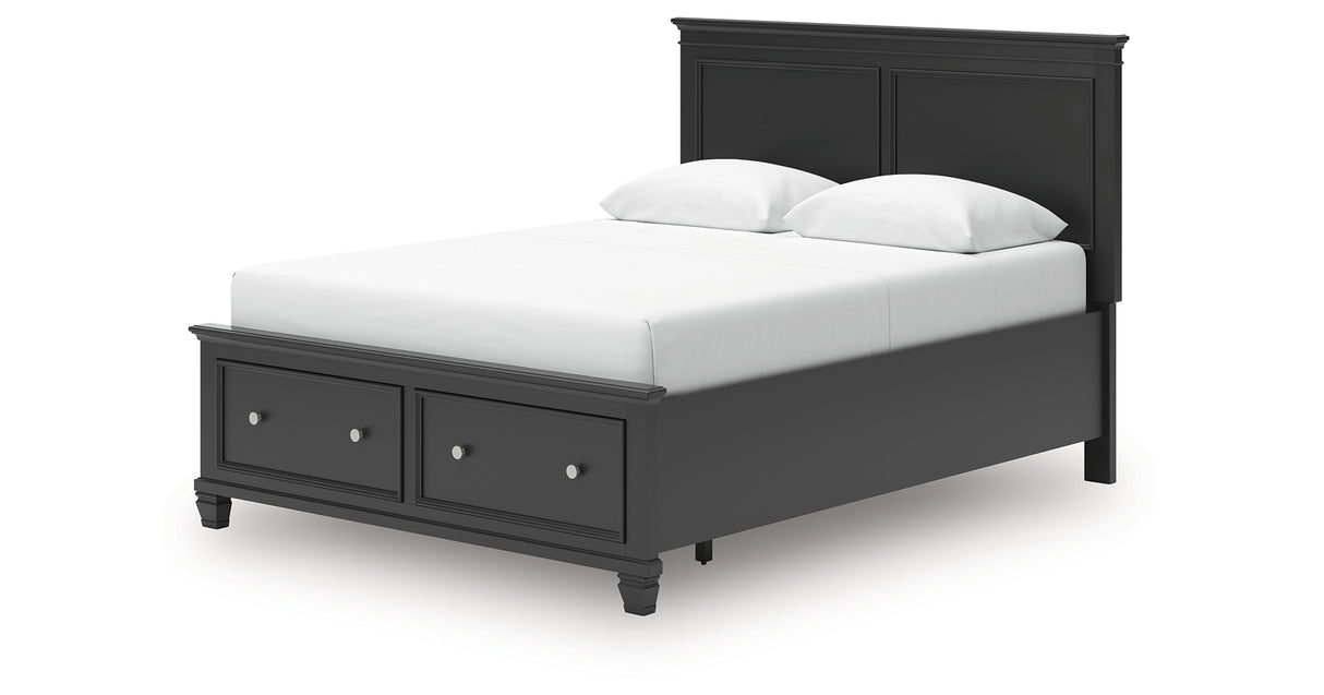 Lanolee Queen Panel Storage Bed with Dresser and Nightstand in Black from Ashley Furniture - Luna Furniture