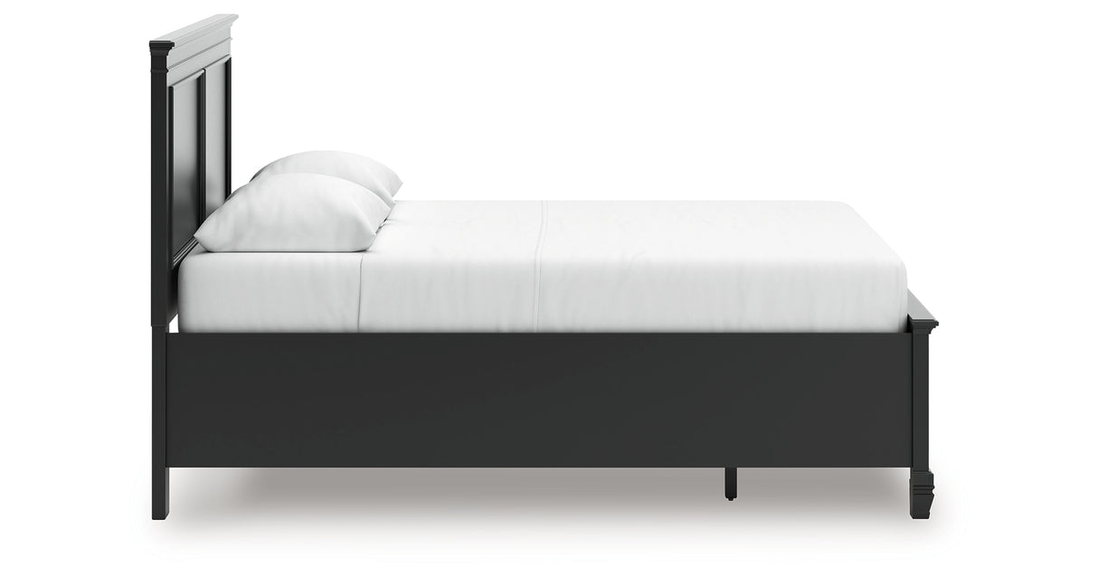 Lanolee Queen Panel Storage Bed with Mirrored Dresser in Black from Ashley Furniture - Luna Furniture