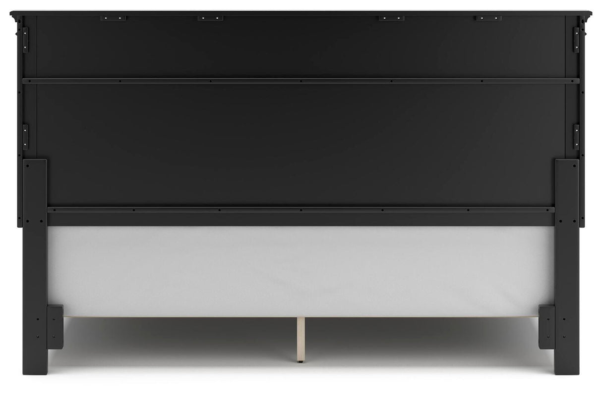 Lanolee King Panel Bed with Mirrored Dresser in Black from Ashley Furniture - Luna Furniture